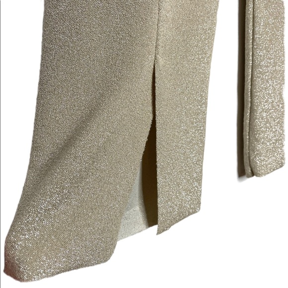 ..,merci italia | NWT Split Hem Pull on Trousers Metallic Lurex Beige IT40/US4 - Picture 3 of 9
